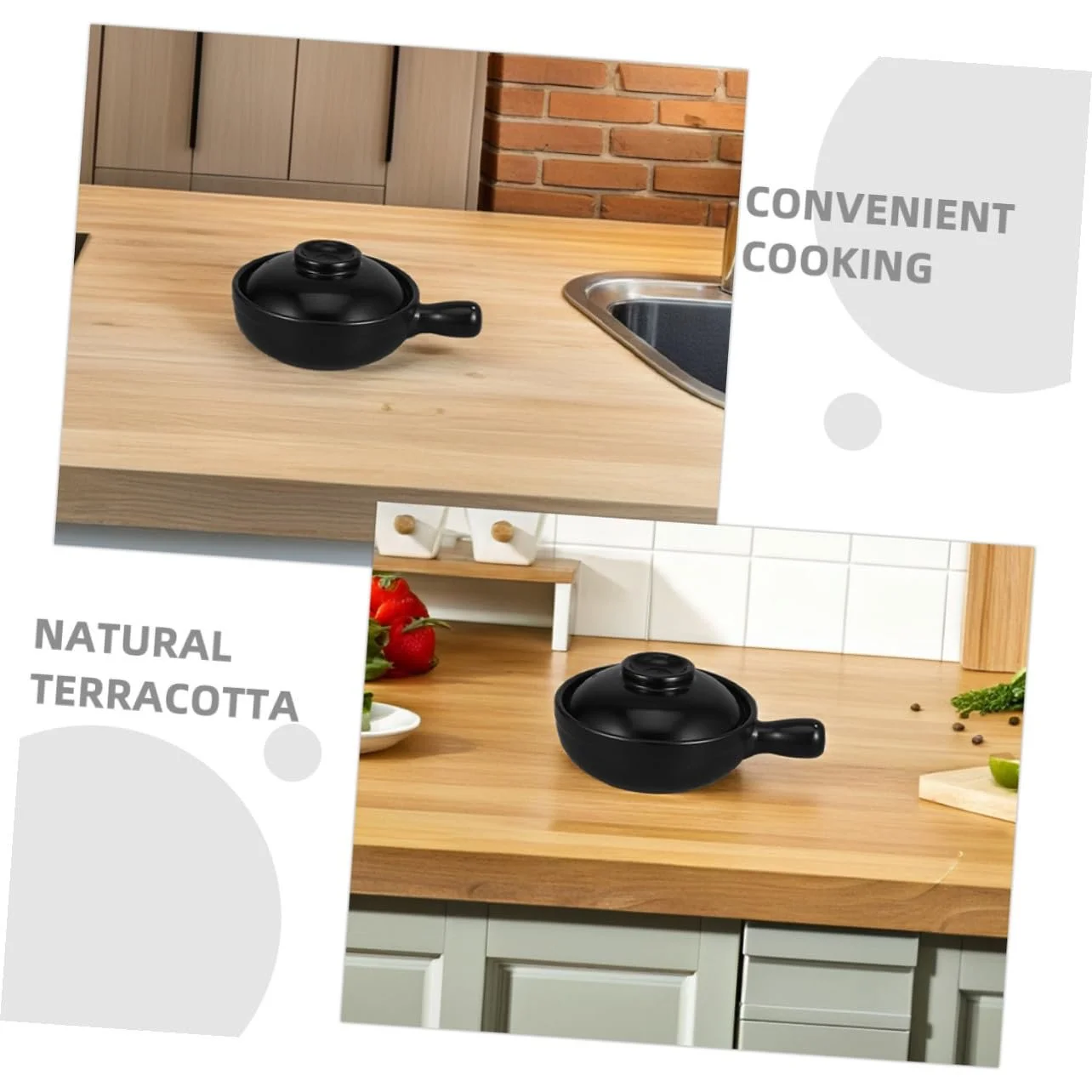 Котелок Toyvian глиняный с крышкой японский донабе для газовых плит, фото №3