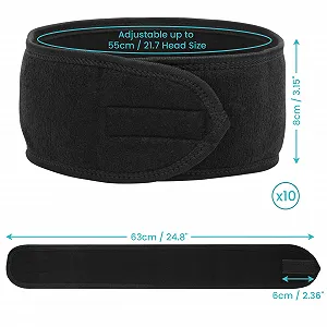 Повязка на голову Черная для спа, упаковка из 10 штук synthetic.ua - Фото 1