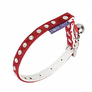 Защитный ошейник для кошек Diamante Velvet Регулируемый с бубенчиком 21.5-29.5 см - Фото 1