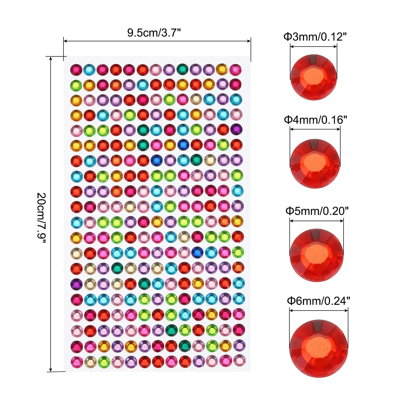 Стрази Мультиколір 3/4/5/6 мм, 1792 шт, фото №2