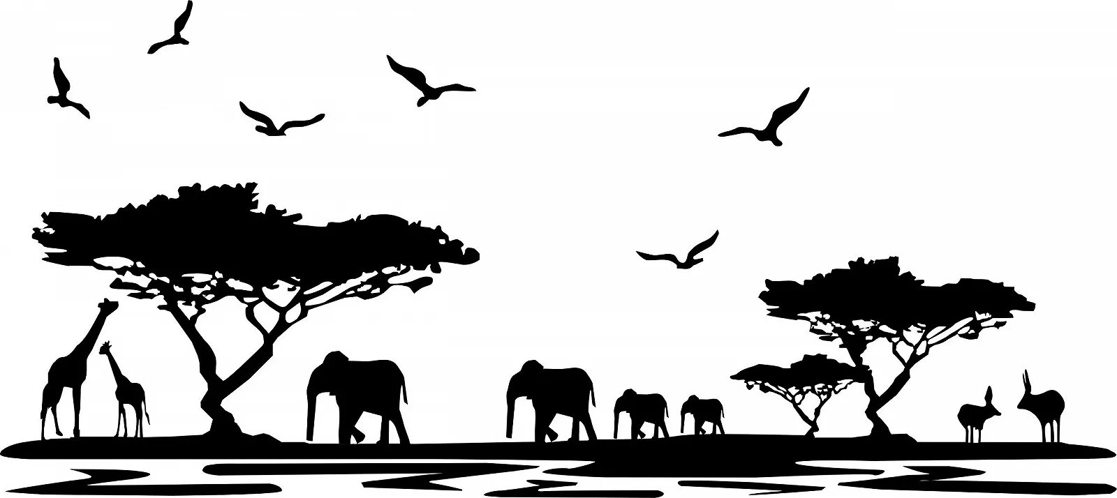 Наклейка на стіну WandSticker4U SAVANNE XXL 160 x 75 см Чорна, фото №7