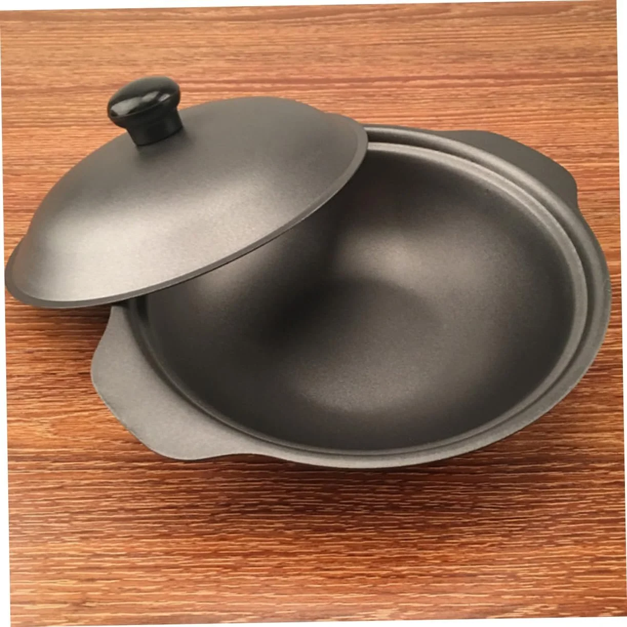 Каструля чавунна 18 см з кришкою для тушкування, фото №3