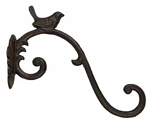 Настінний тримач для квіткового горщика zeitzone Чавунний З пташкою Античний стиль synthetic.ua - Фото 1