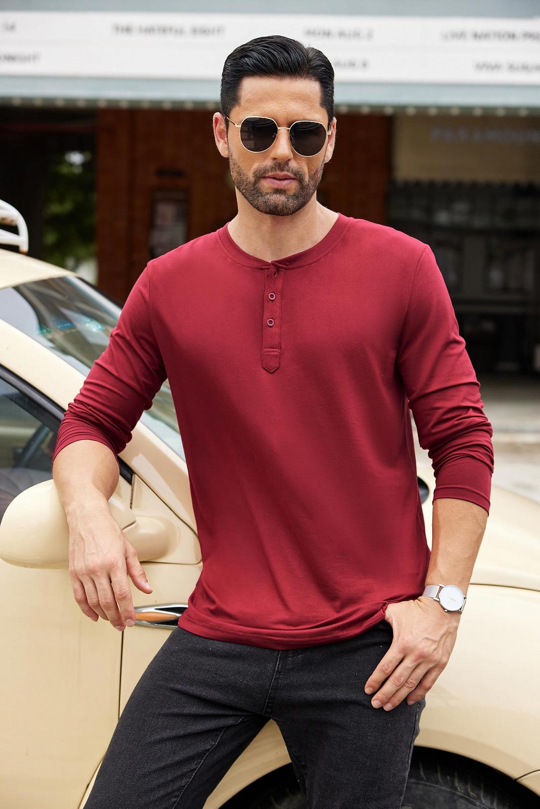 Сорочка Henley COOFANDY Чоловіча з довгими рукавами, базова, з ґудзиками, фото №5