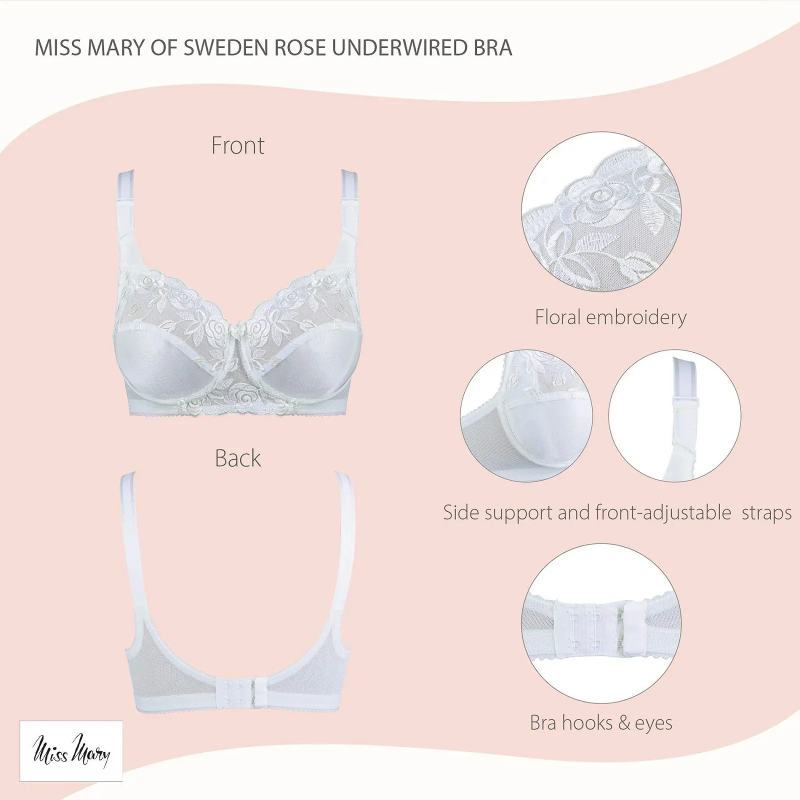 Бюстгальтер Miss Mary of Sweden Rose Romantic на кісточках з бічною підтримкою, фото №5 Бюстгальтер Miss Mary of Sweden Rose Romantic на кісточках з бічною підтримкою, фото №5
