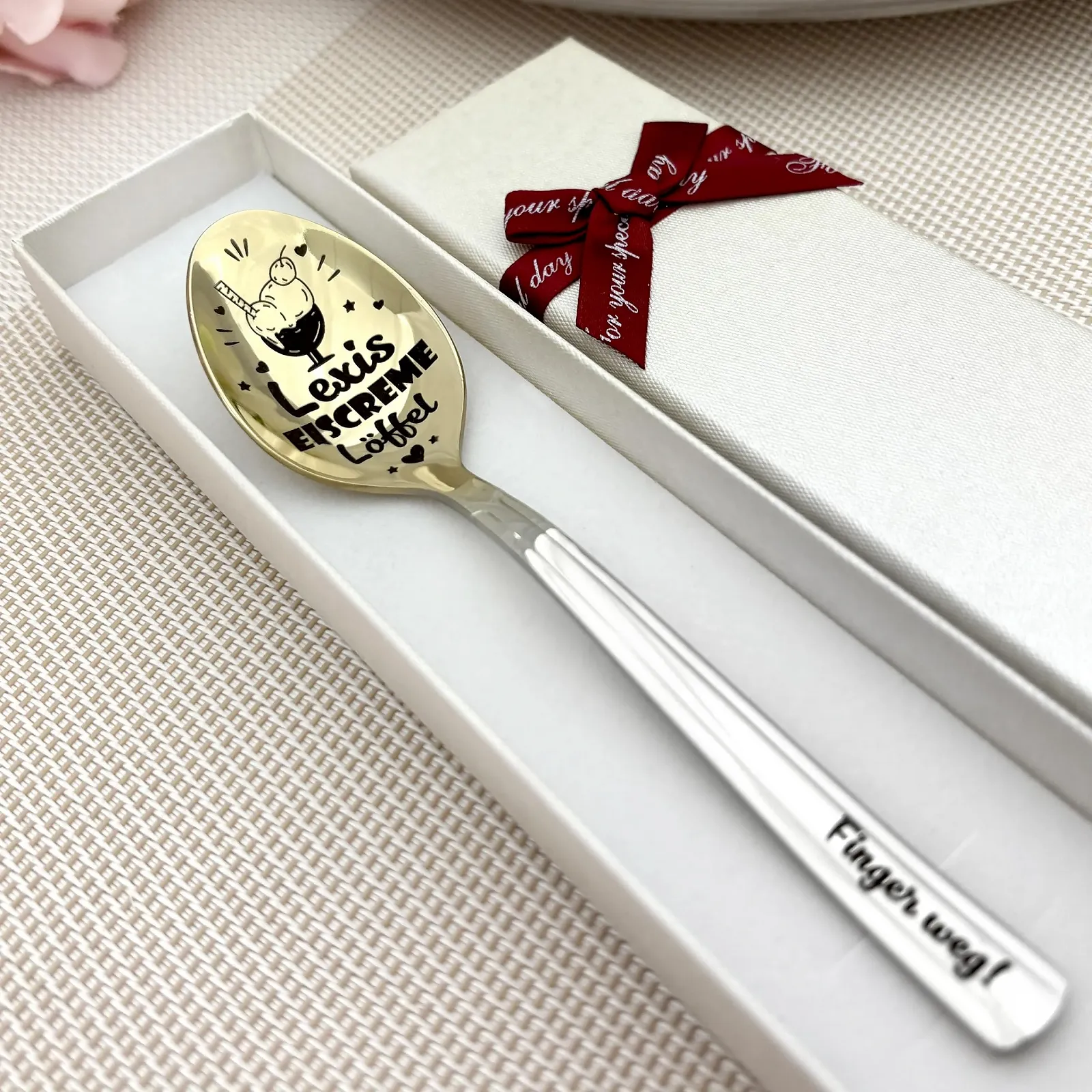 Персоналізована Ложка для Морозива Золота з Нержавіючої Сталі, фото №2