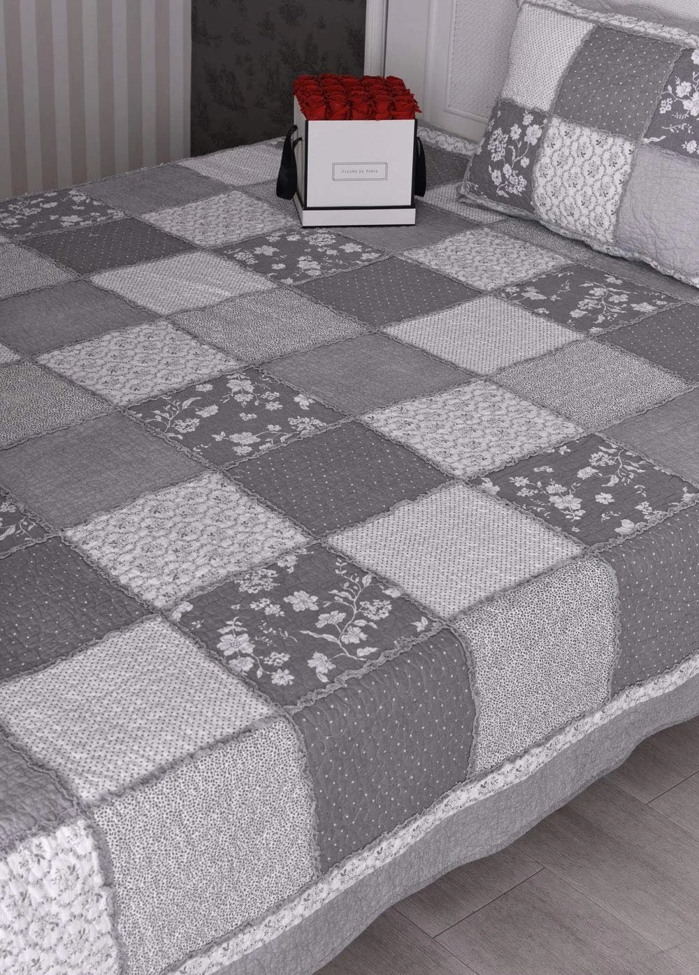 Покривало клаптикове XXL Сірий Накидка на ліжко Покривало Кантрі Хаус KDM019 Palazzo Exclusive, фото №3