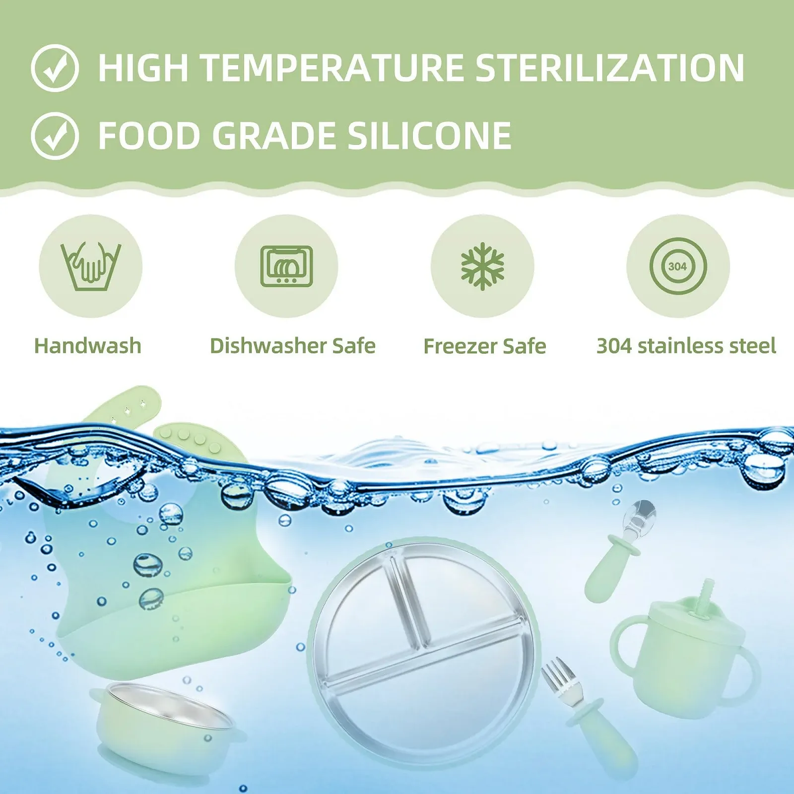 Набор детской посуды с присоской из нержавеющей стали можно мыть в посудомоечной машине и сертифицирован CPC, фото №6 Набор детской посуды с присоской из нержавеющей стали можно мыть в посудомоечной машине и сертифицирован CPC, фото №6