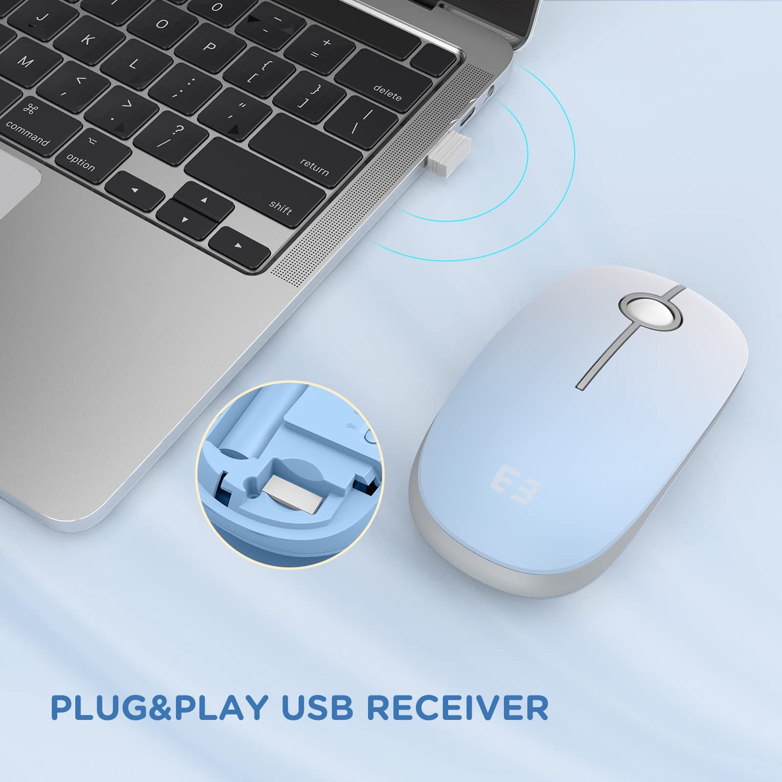 Мышь Беспроводная seenda 1600 DPI 3 кнопки Teal, фото №4