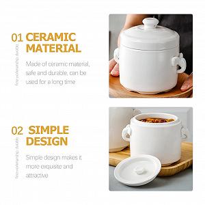 Керамічна Гусятниця для запікання з кришкою Термостійка для супів та десертів Біла synthetic.ua - Фото 1