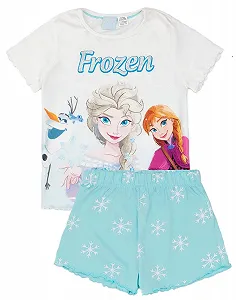 Піжамний набір Disney Frozen Блакитний для дівчат Дитяча піжама з футболкою та шортами Frozen Adventure Design - Фото 1