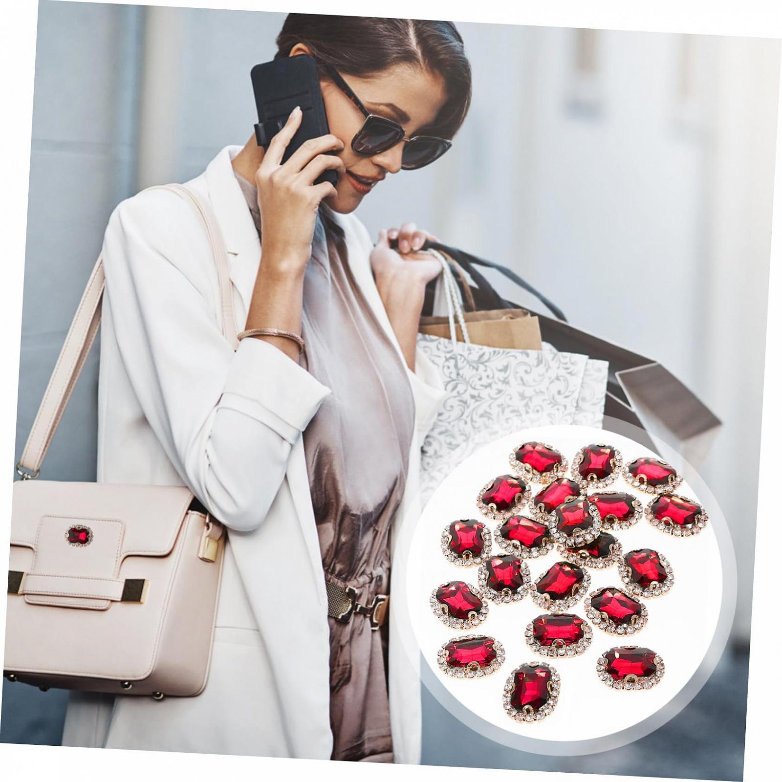 Стразы пришивные 20 шт., декоративные стразы для одежды, аксессуары для ручного шитья, блестящее украшение для рукоделия, красный цвет, фото №7