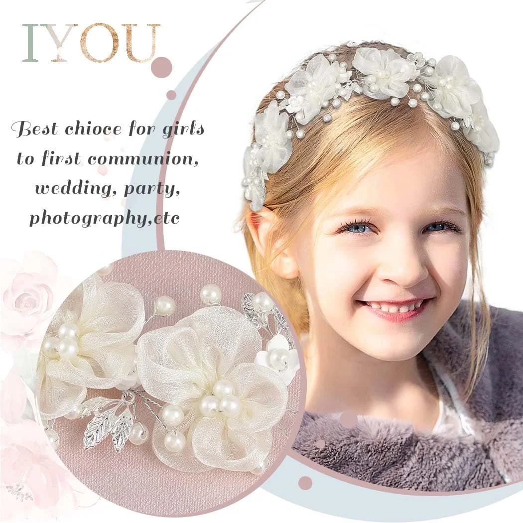 Вінок для волосся Дитячий IYOU Квіти Перли Колір слонової кістки, фото №4 Вінок для волосся Дитячий IYOU Квіти Перли Колір слонової кістки, фото №4