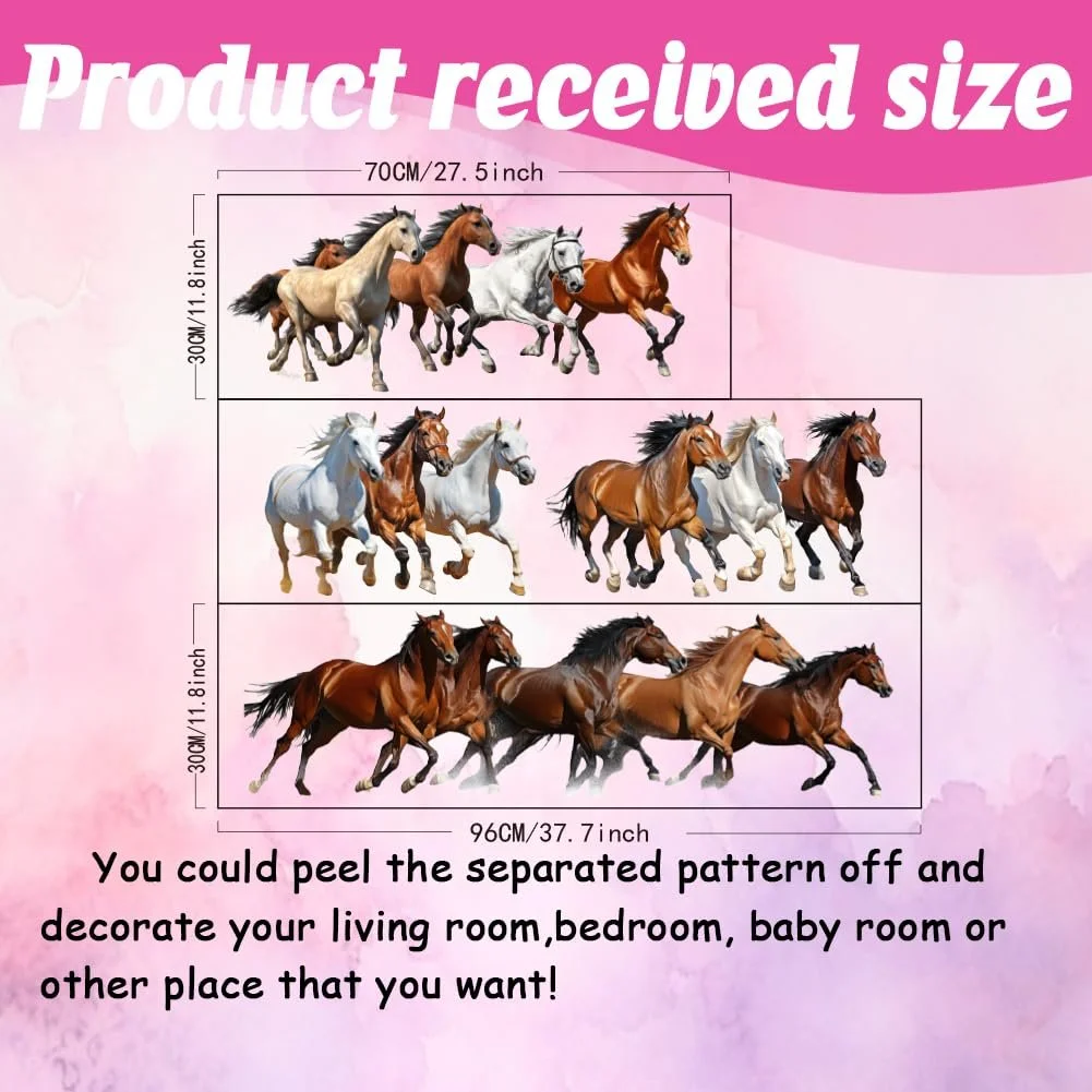 Наклейки на стіну SUPERDANT Horses Herd 3 листи Вінілові Водонепроникні, фото №2 Наклейки на стіну SUPERDANT Horses Herd 3 листи Вінілові Водонепроникні, фото №2