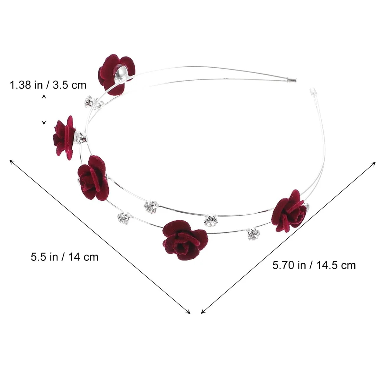 Обруч для волосся подвійний Beaupretty з блискучими стразами, фото №3