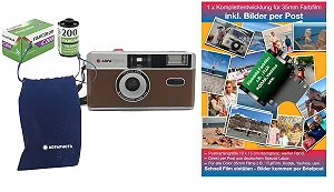 Аналогова фотокамера AgfaPhoto 35 mm + плівка + батарейка + проявка Brown - Фото 1
