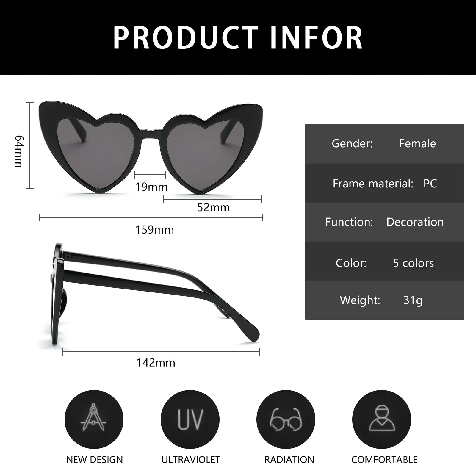 Солнцезащитные очки Сердце YAMEIZE Прямоугольные Винтажные, фото №2