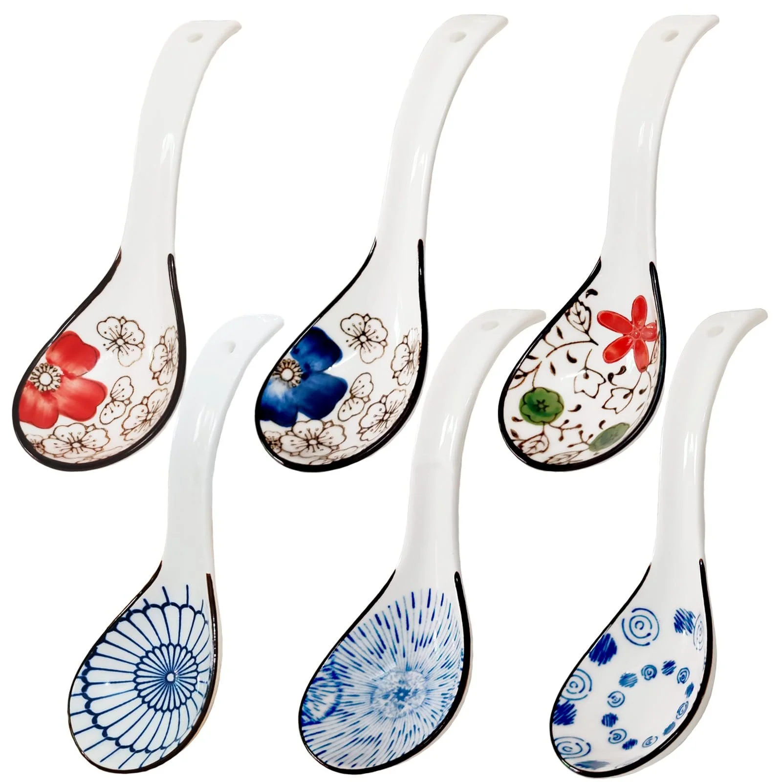 Ложка керамічна Asian для супу з довгою ручкою для пельменів, рисової локшини, фото №1