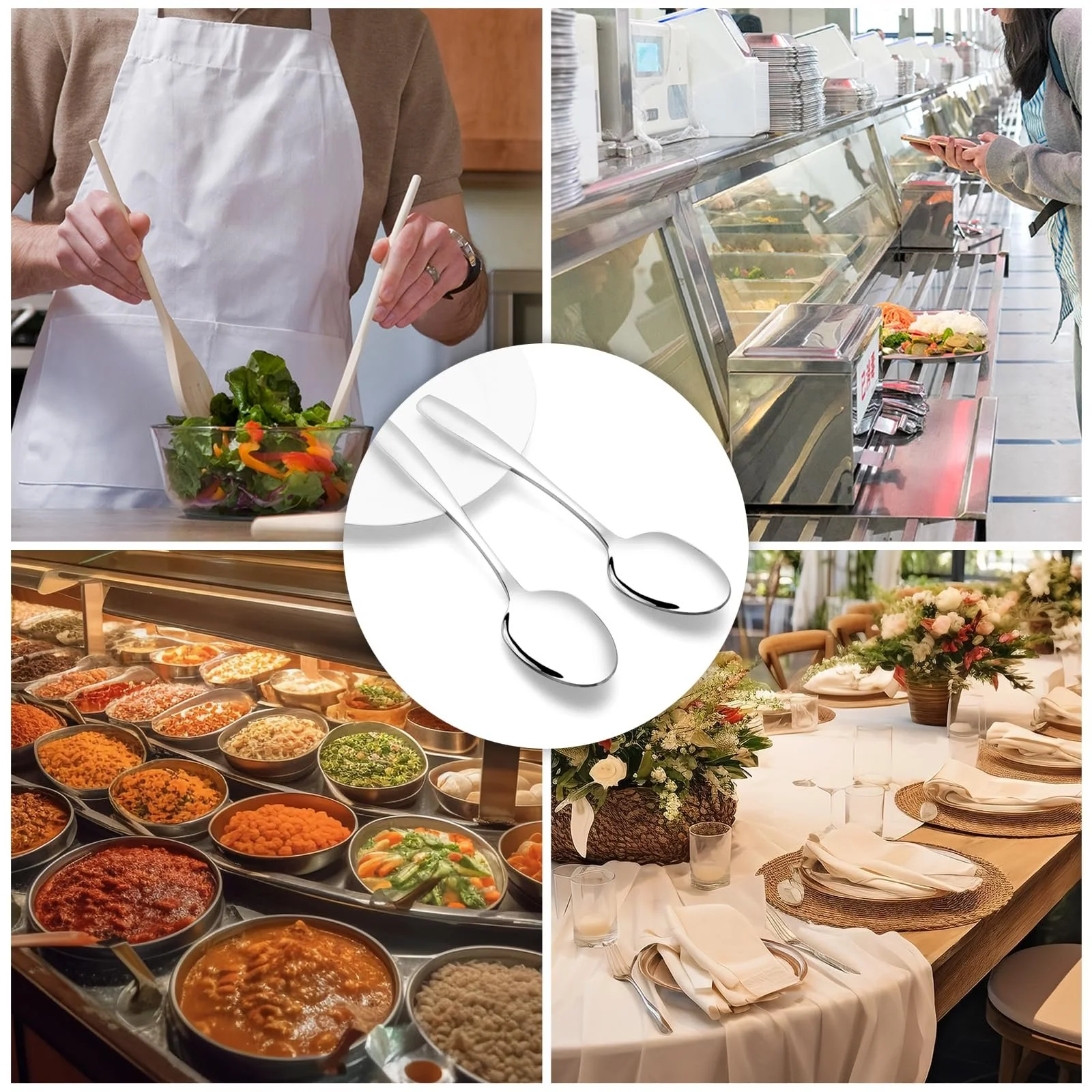 Ложка для сервірування Xyskin, набір 6 шт, велика столова ложка з нержавіючої сталі, фото №7