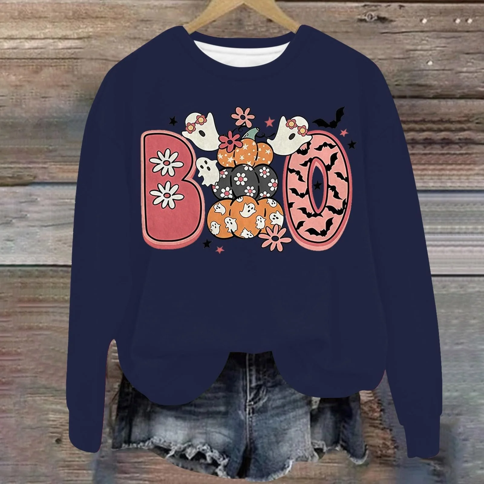 Хеллоуин Толстовка с Длинными Рукавами Женская С Тыквой, фото №2