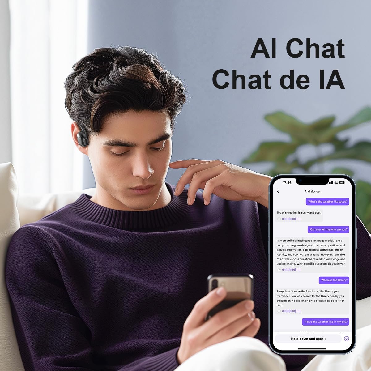 Наушники-переводчики Ki MS162, 3-в-1 для перевода в реальном времени, 135 языков, в реальном времени с приложением, 50 часов, фото №5