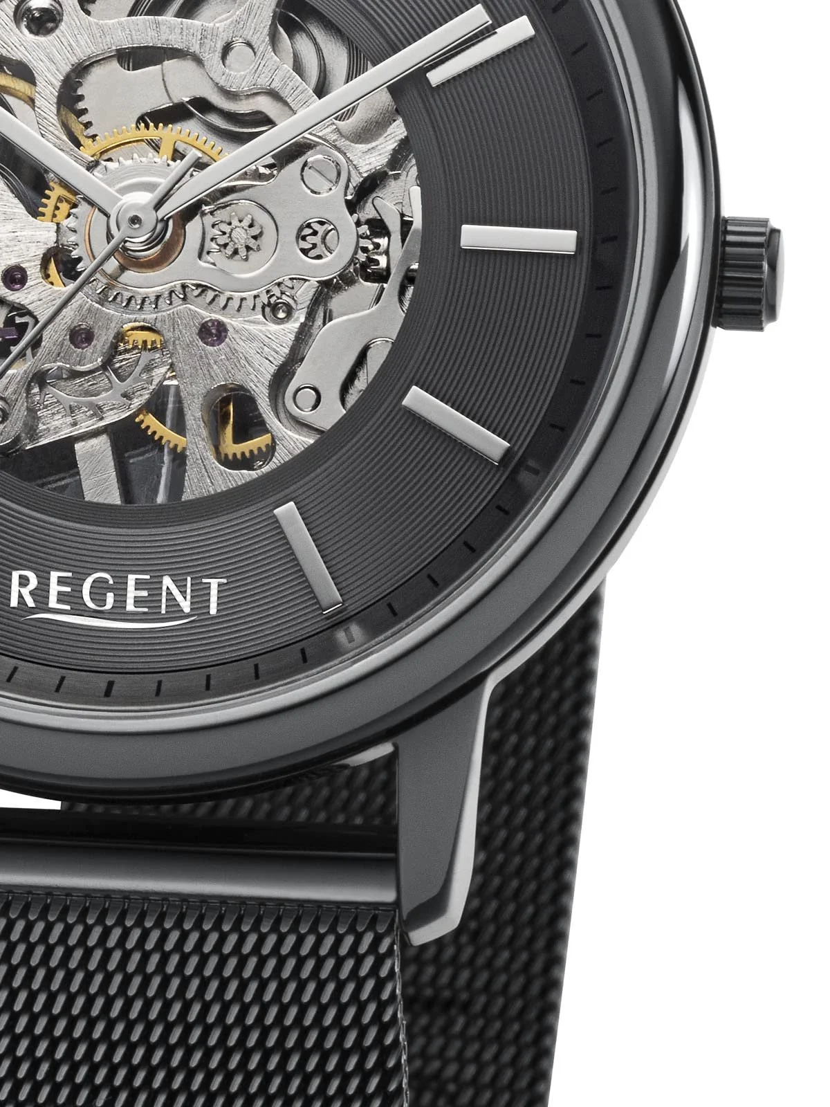 Механические часы с ручным заводом REGENT Мужские, Скелетонообразный циферблат F-1397, Миланский ремешок, Нержавеющая сталь, фото №2 Механические часы с ручным заводом REGENT Мужские, Скелетонообразный циферблат F-1397, Миланский ремешок, Нержавеющая сталь, фото №2
