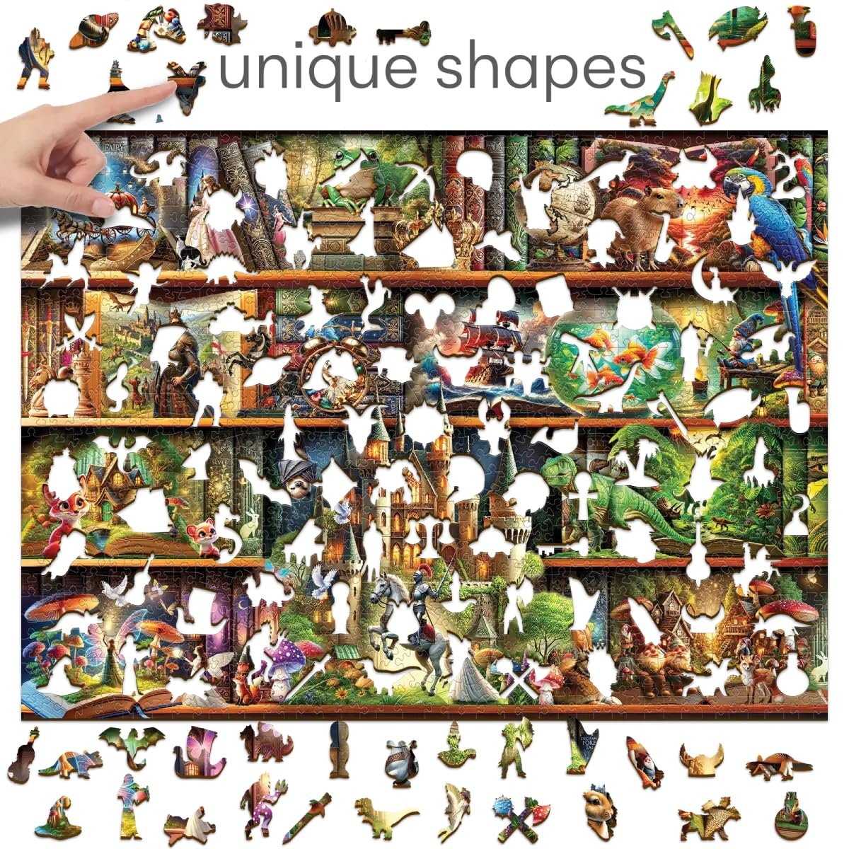 Дерев'яний пазл WOODEN.CITY Stories on Every Shelf - Bookshelves Scene 1000 деталей 54.0 x 39.4 см, фото №4