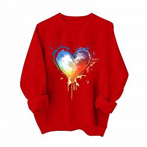 Женские Свитеры Толстовки Комфортные Топы Мягкая Посадка День Святого Валентина Сердце Свитеры Рубашки Любовь Сердце Красный Круглый вырез Большого Размера Длинный Рукав Графический Топ Спортивный - Фото 1