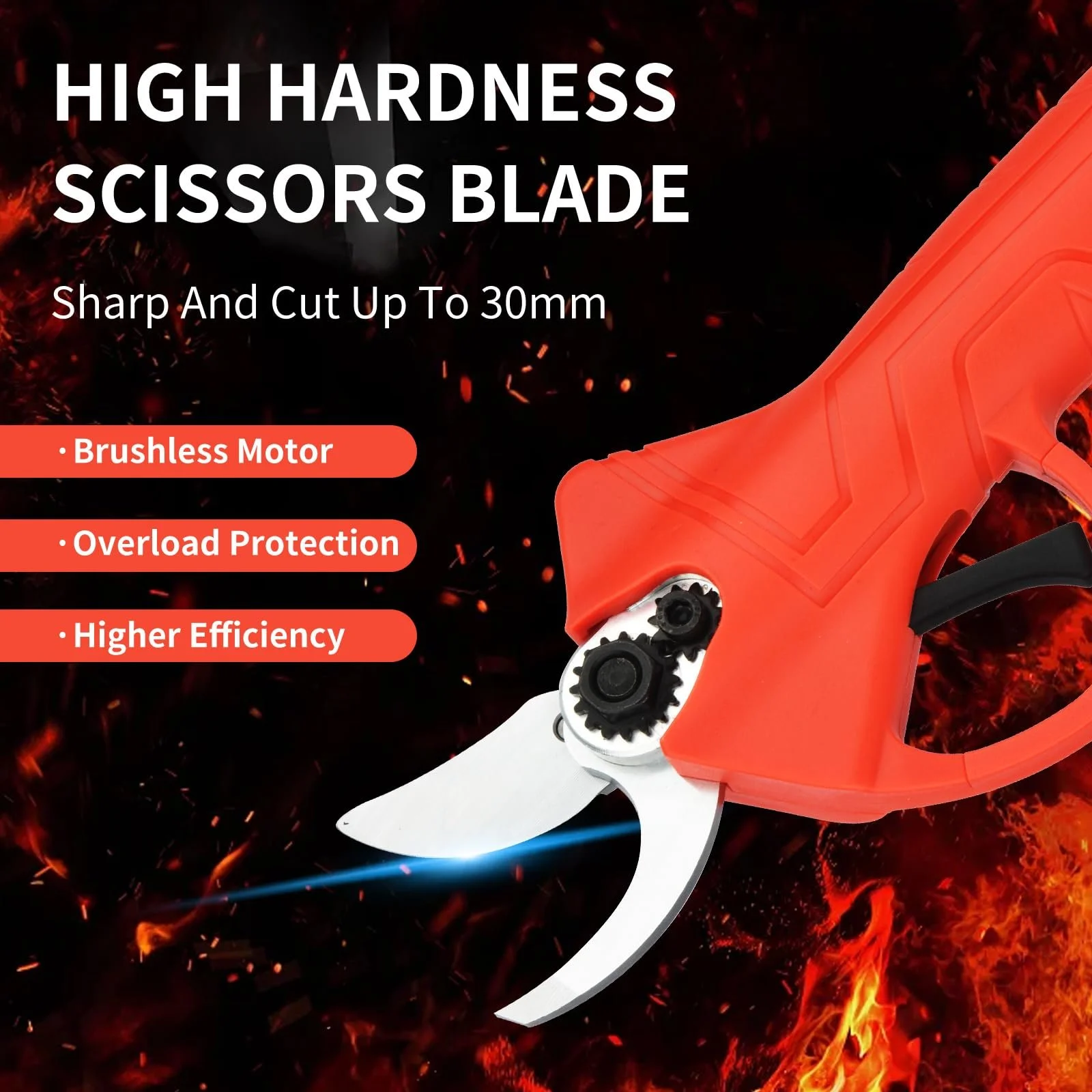 Секатор акумуляторний електричний 30 мм з 2 акумуляторами 21 V, 2000 mAh, фото №3