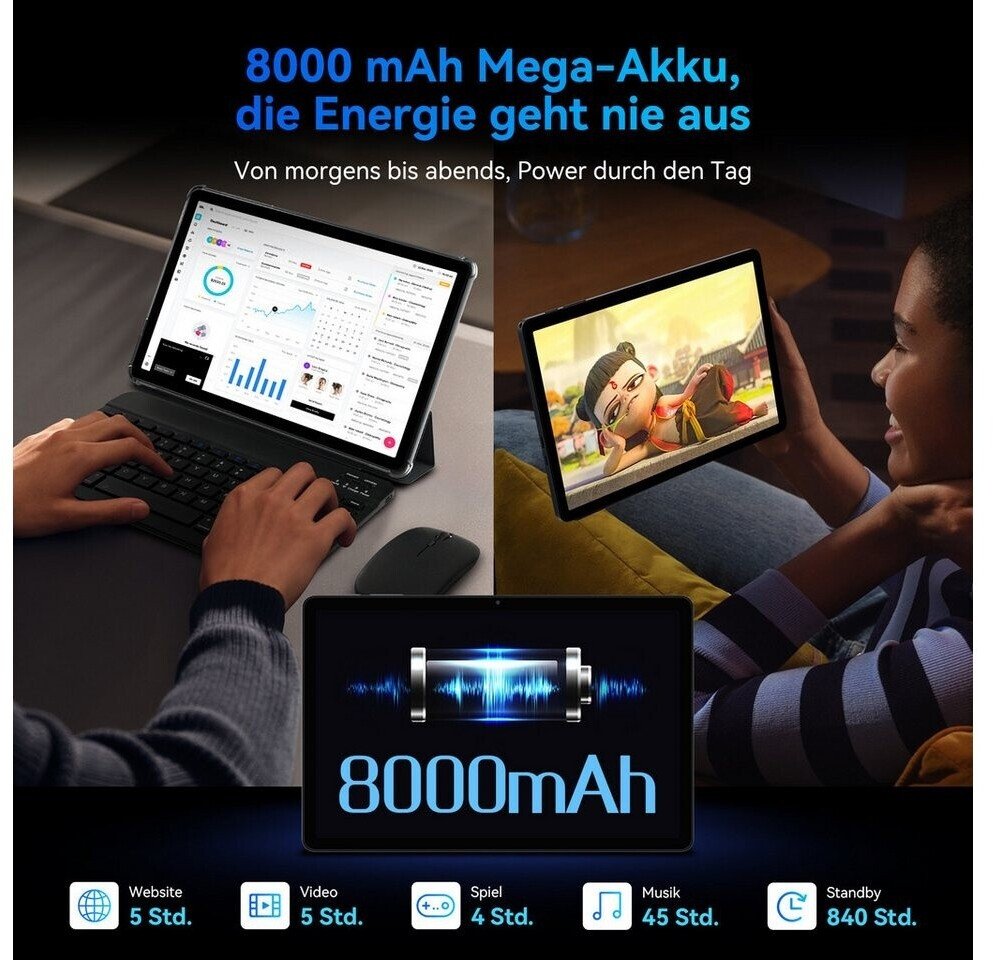 Планшет 11" Full HD TABWEE T90 24/128Gb 8 ядер Android 15 8000 mAh Серый, фото №4