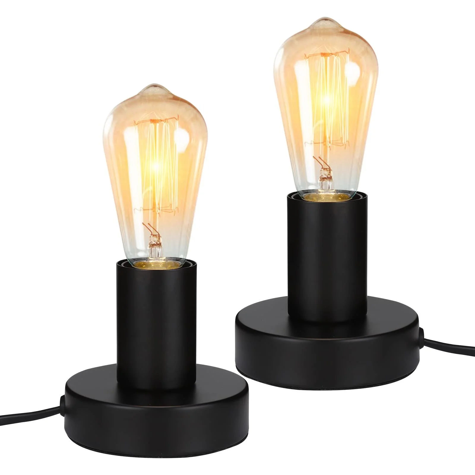 Настільна лампа набір з 2 шт. E27 макс. 40 Вт чорний, фото №1