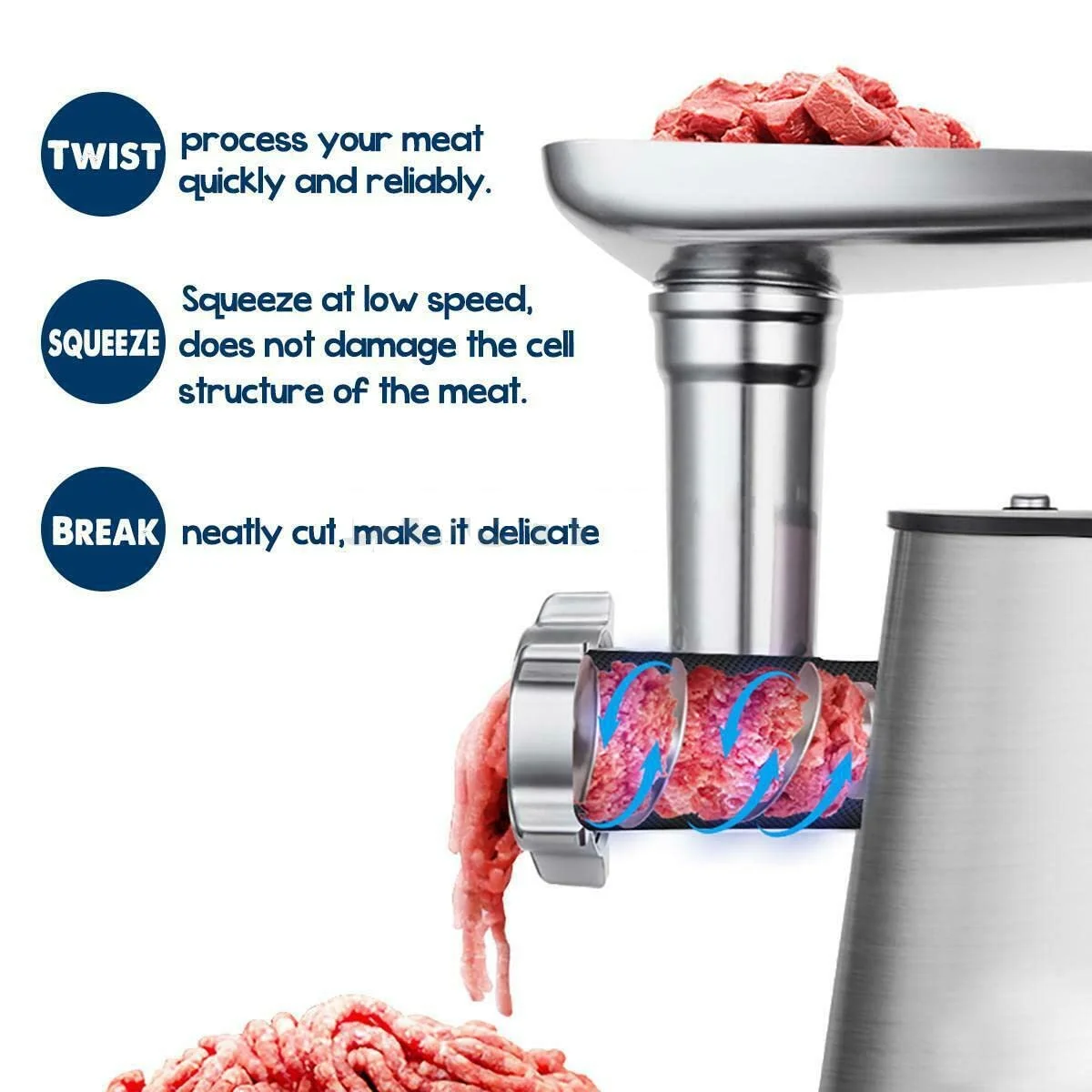 Мясорубка электрическая SOKANY SK-088 3200 Вт с 3 дисками и насадками для колбас и кеббе Silver/Black, фото №7 Мясорубка электрическая SOKANY SK-088 3200 Вт с 3 дисками и насадками для колбас и кеббе Silver/Black, фото №7