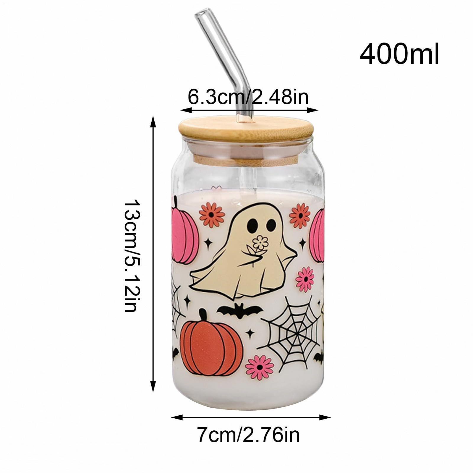 Хелловін Кружка з кришкою та соломинкою для дітей - Скляна, 400 мл, фото №5