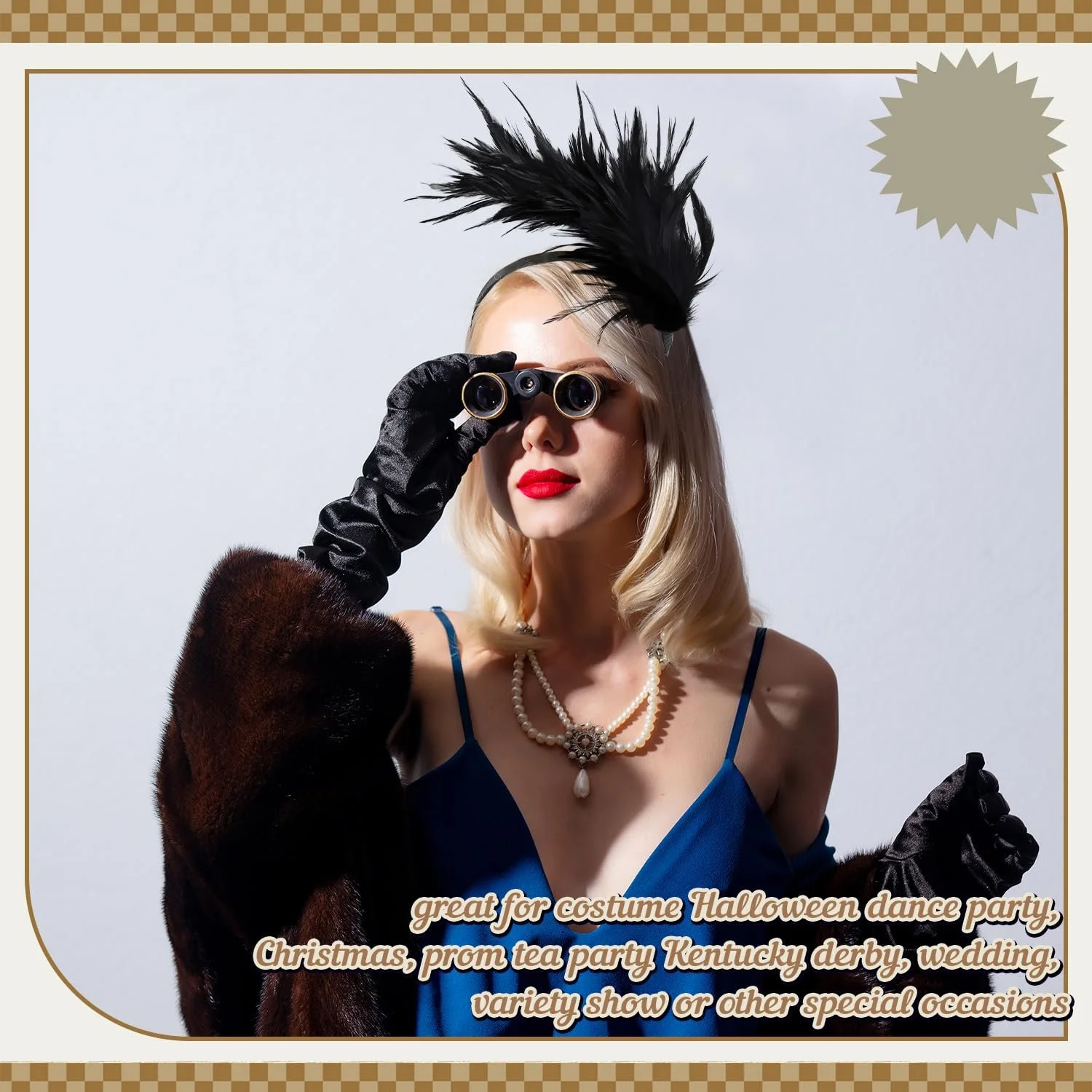 Обруч для волосся в стилі 20-х років Чорний, фото №6