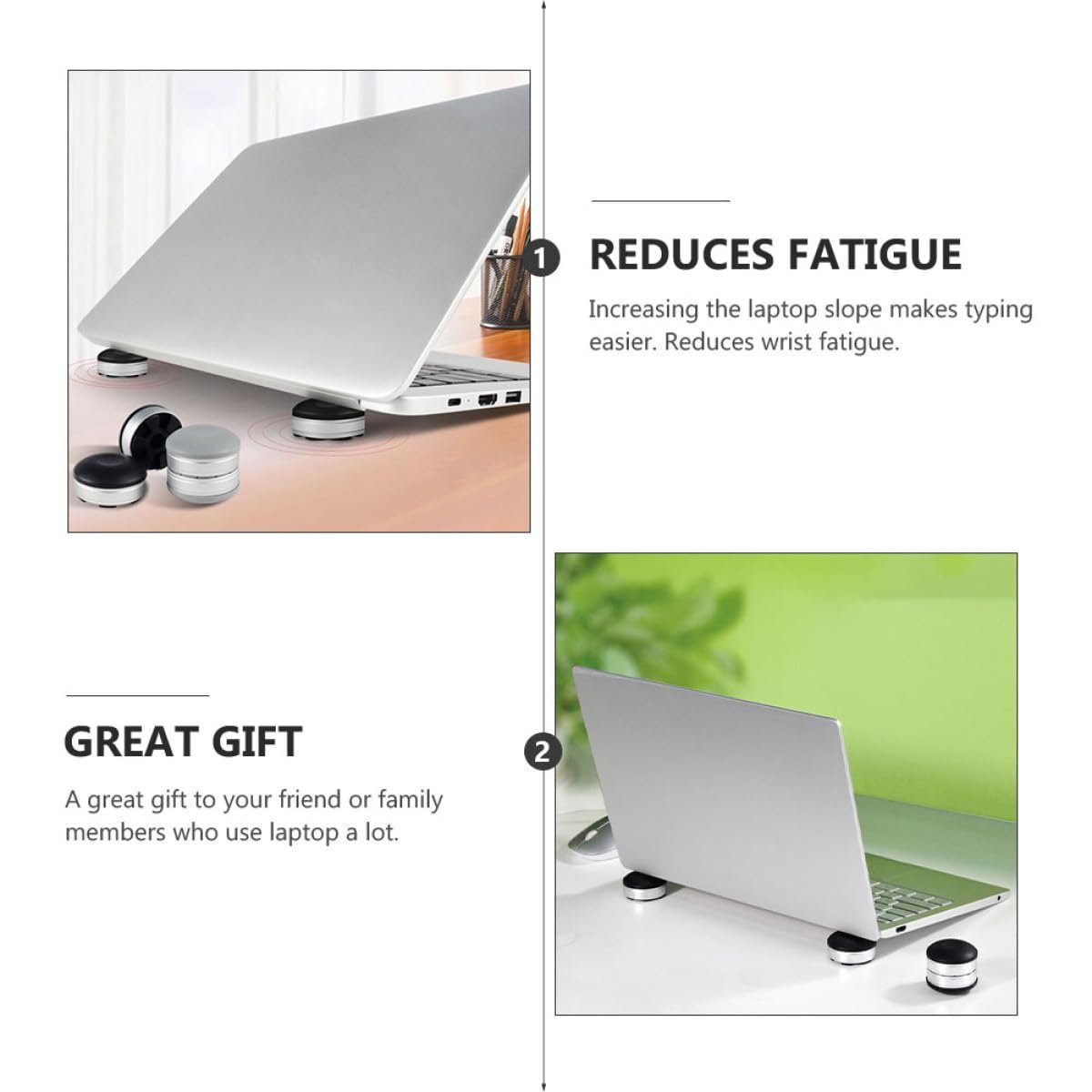 Подставка для ноутбука (2 шт.) Регулируемая по высоте Подставка для настольного компьютера Эргономичная совместимость с MacBook Способствует охлаждению и удобному положению для набора текста Легкая портативная подставка для ноутбука, фото №8