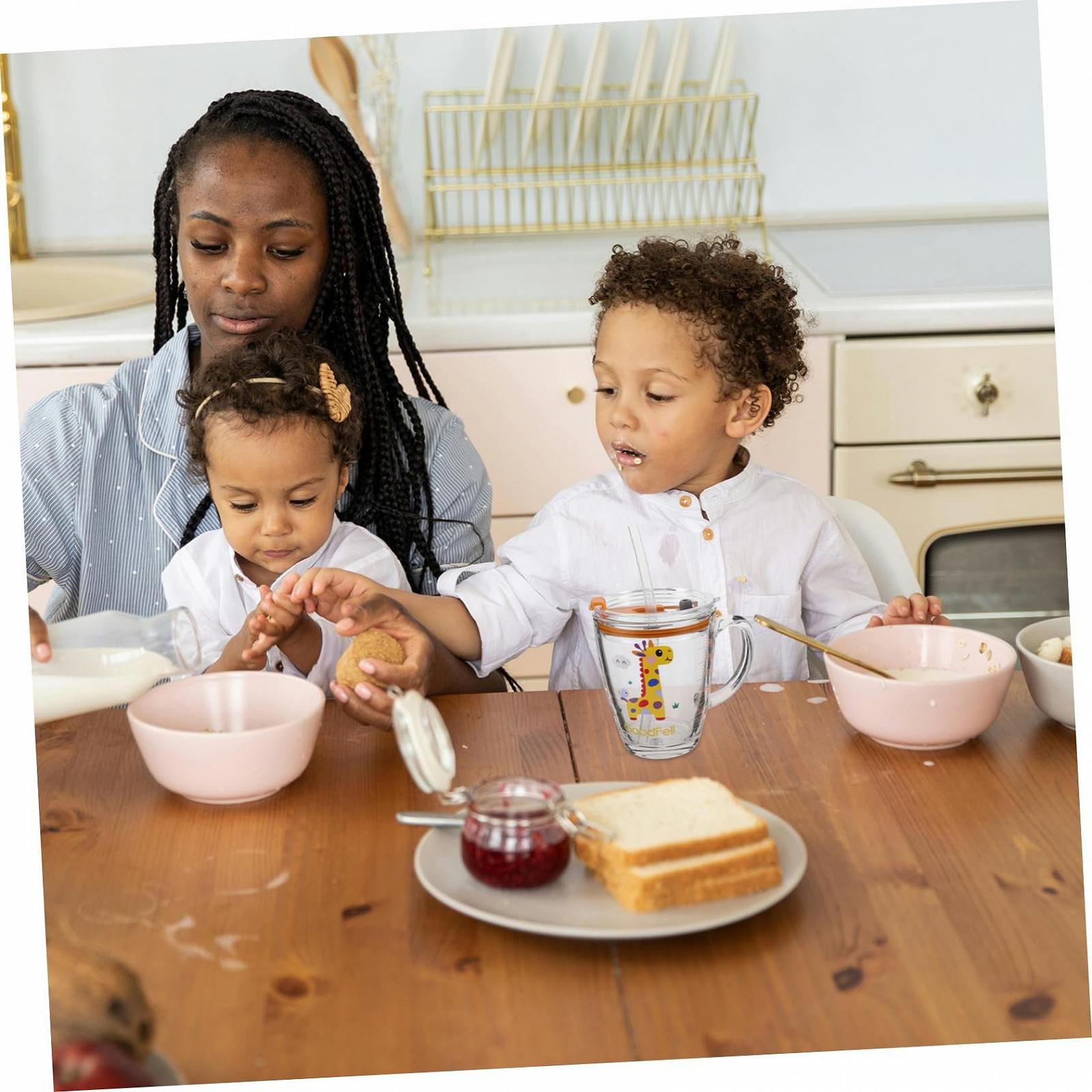 Дитяча склянка Luxshiny з ручкою для молока та соку з кришкою та соломинкою, мультяшний дизайн, термостійка, фото №5 Дитяча склянка Luxshiny з ручкою для молока та соку з кришкою та соломинкою, мультяшний дизайн, термостійка, фото №5