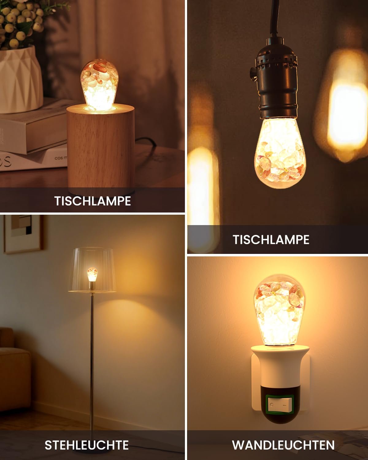 Настільна лампа Кришталевий камінь E27 LED 4 Вт 3000 К Кольоровий, фото №6