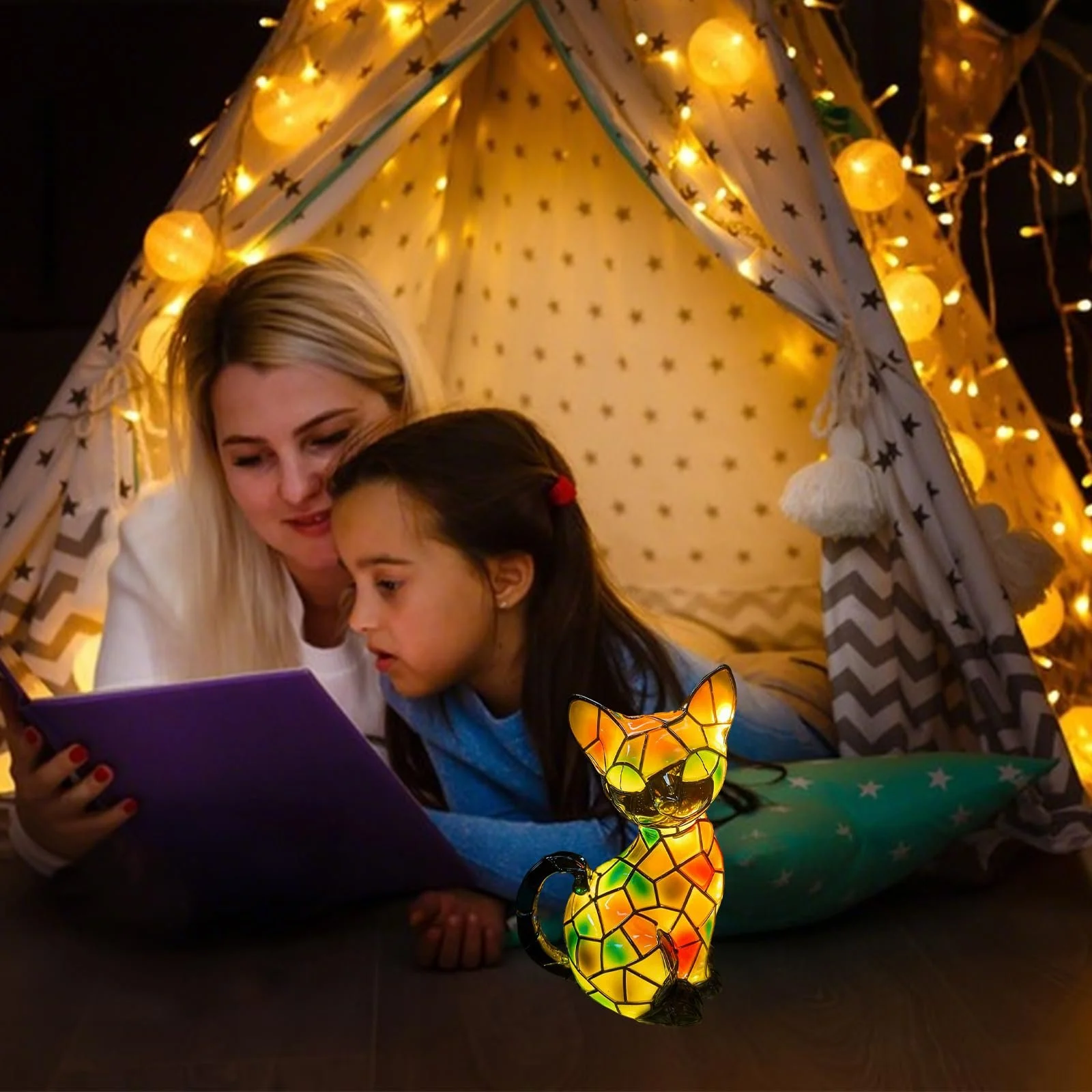 Настільна лампа Кішка вінтажна 3D, фото №6