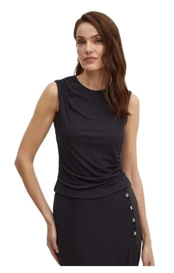 Топ Guess Henley Olympia в рубчик чорний, фото №5