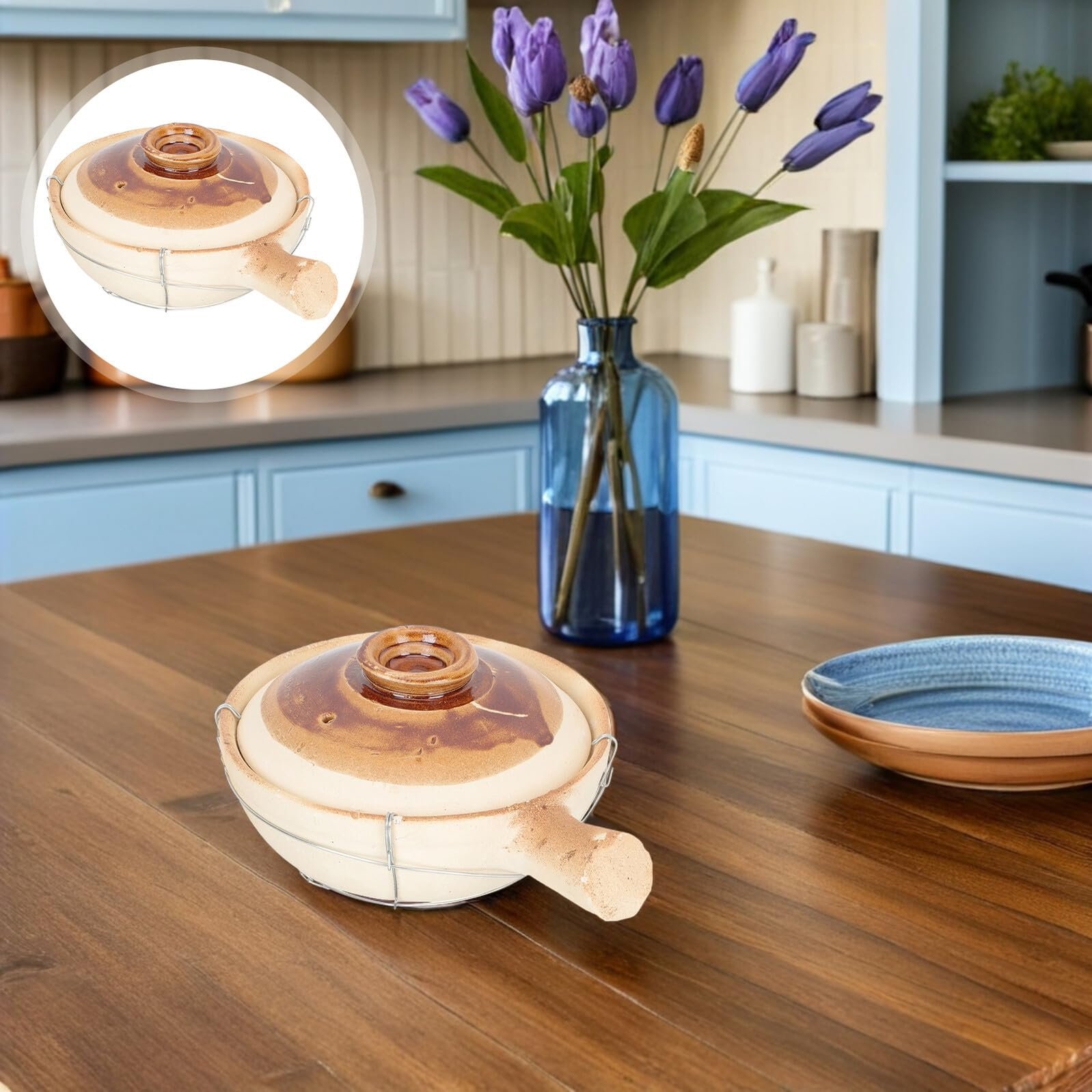 Керамічний горщик для запікання Balacoo з однією ручкою, з кришкою з отвором для пари, білий, фото №8 Керамічний горщик для запікання Balacoo з однією ручкою, з кришкою з отвором для пари, білий, фото №8