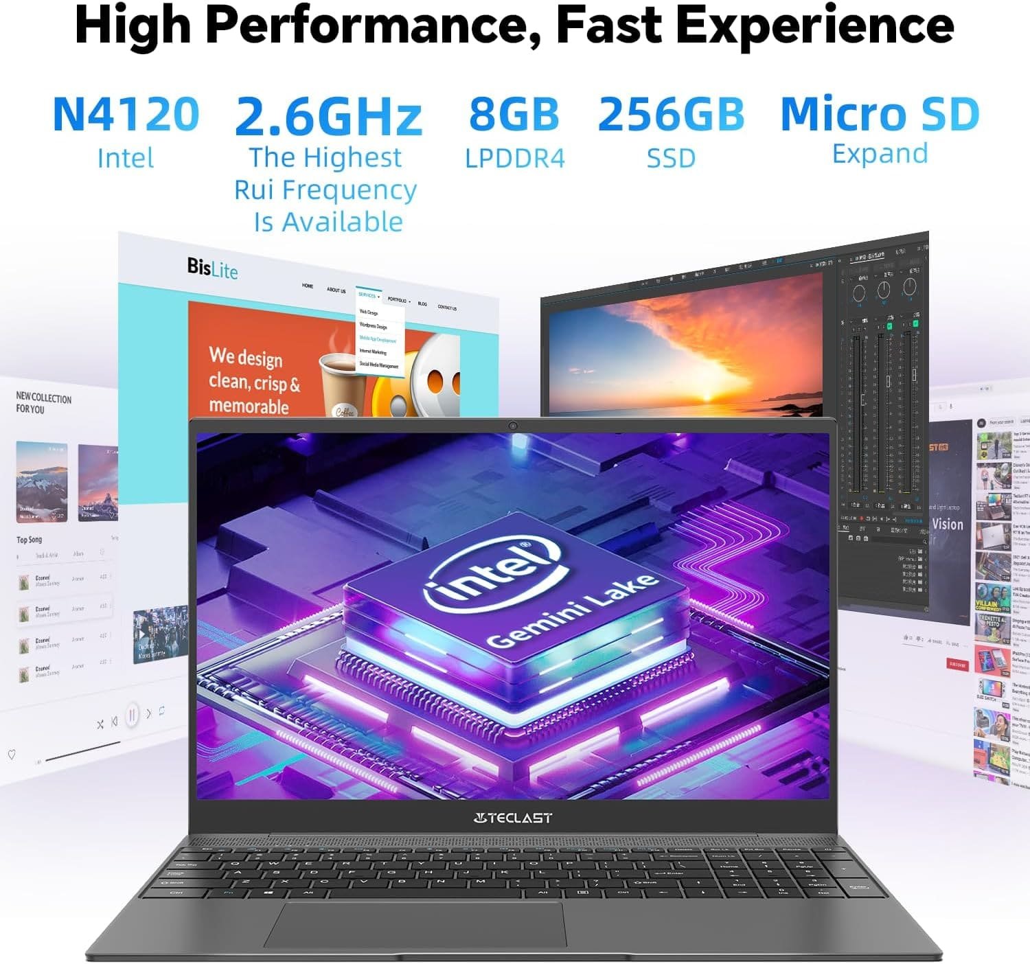 Ноутбук 15.6'' Teclast F16 Plus Intel Celeron N4100 RAM 8GB SSD 256GB  Windows11 Алюминиевый корпус Grey, фото №1