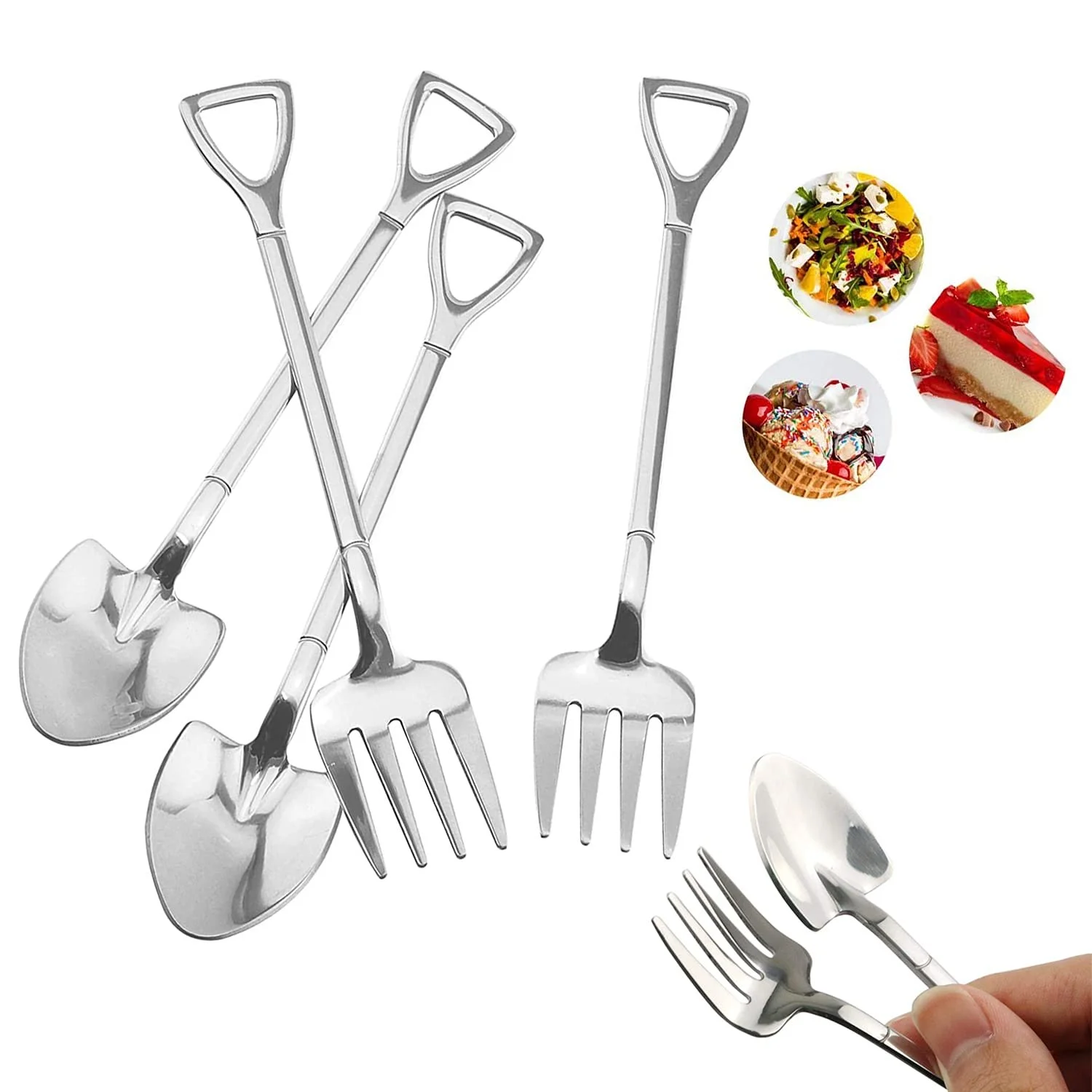 Вилка/Ложка для тістечок із нержавіючої сталі, 8 шт, фото №5