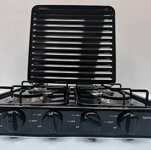 Бытовая газовая плита на 4 конфорки с крышкой Rainberg RB-2227, Настольная для баллонного газа дома synthetic.ua - Фото 1