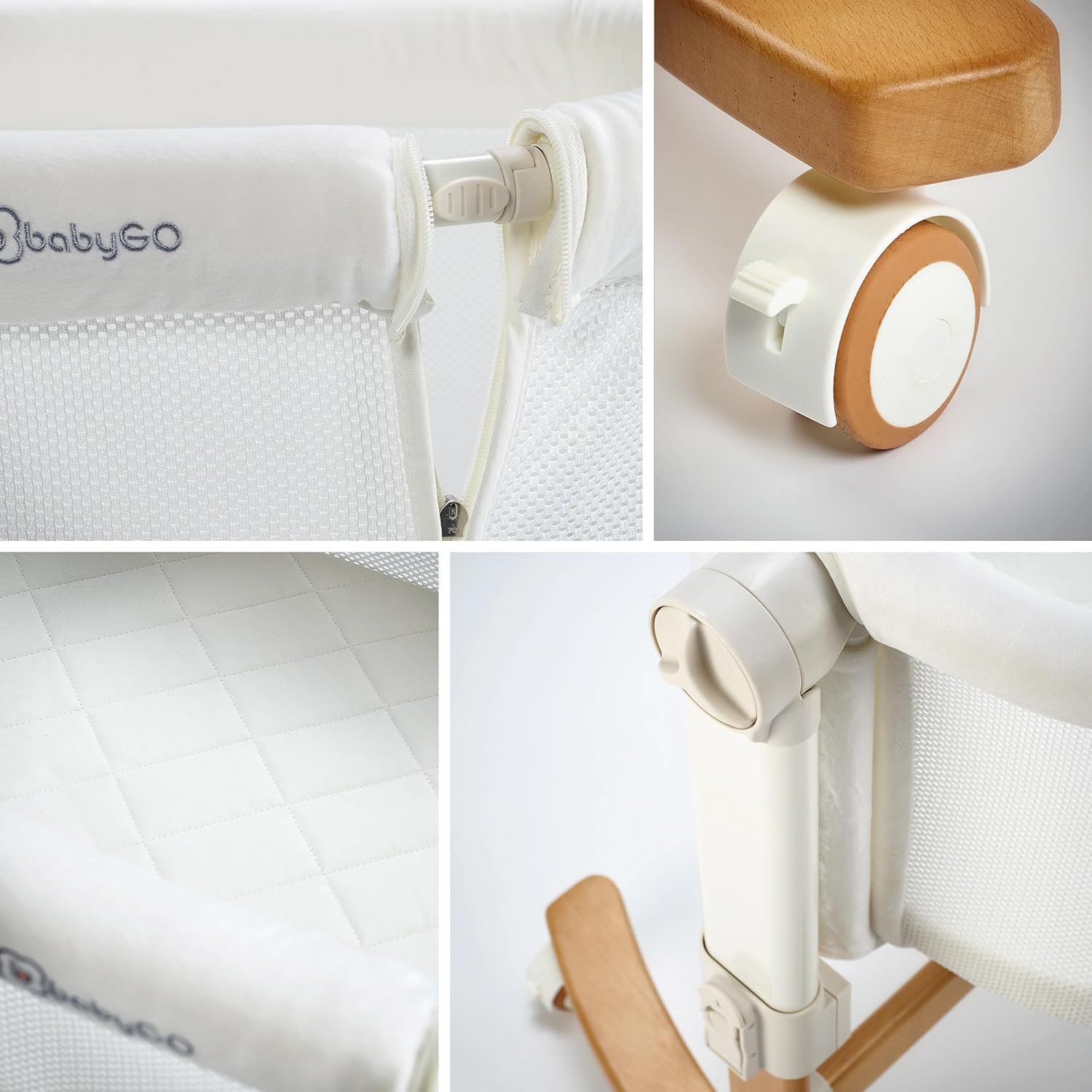 Детская кроватка Babygo Amila Beige Creme / Приставная кровать с матрасом / Белая, фото №9 Детская кроватка Babygo Amila Beige Creme / Приставная кровать с матрасом / Белая, фото №9