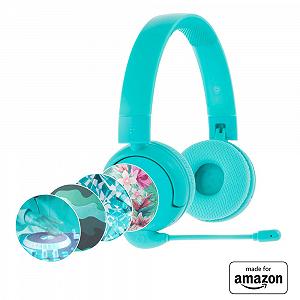 Наушники BuddyPhones PopTime Pro Bluetooth для детей с ограничением громкости и микрофоном на дужке Сине-зелёный - Фото 1