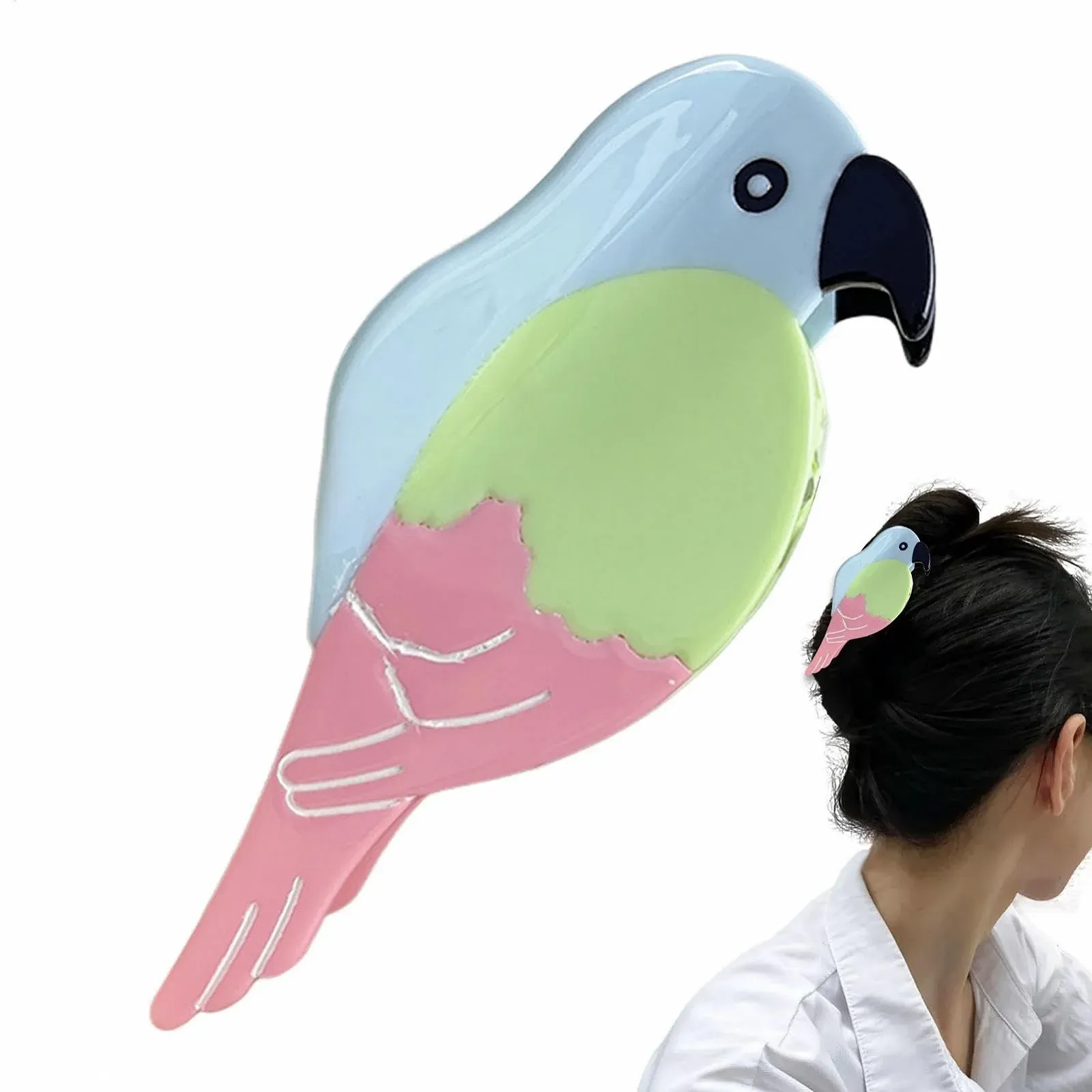 Заколка для волос Папугай Euyehn, в форме птицы из ацетата - Милые аксессуары для волос для девочек, прочный зажим для взрослых женщин всех возрастов, фото №8