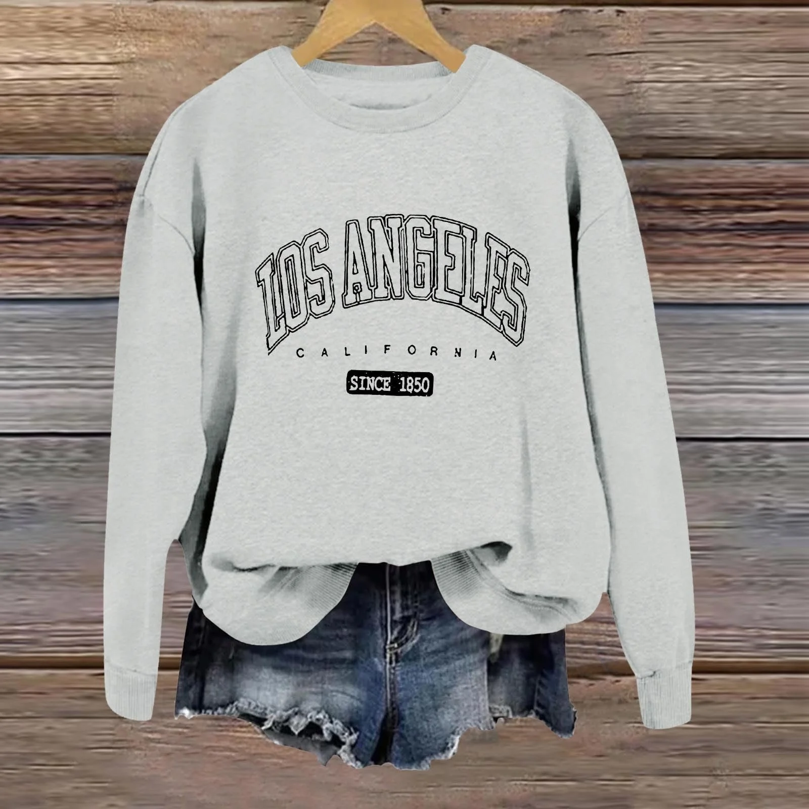 Женская Толстовка с принтом Los Angeles, Калифорния, круглый вырез, College-Outfits, длинный рукав, винтажный стиль, крутая одежда, графика с буквами, мягкая, аниме-топ, буквенный принт, модная, фото №5
