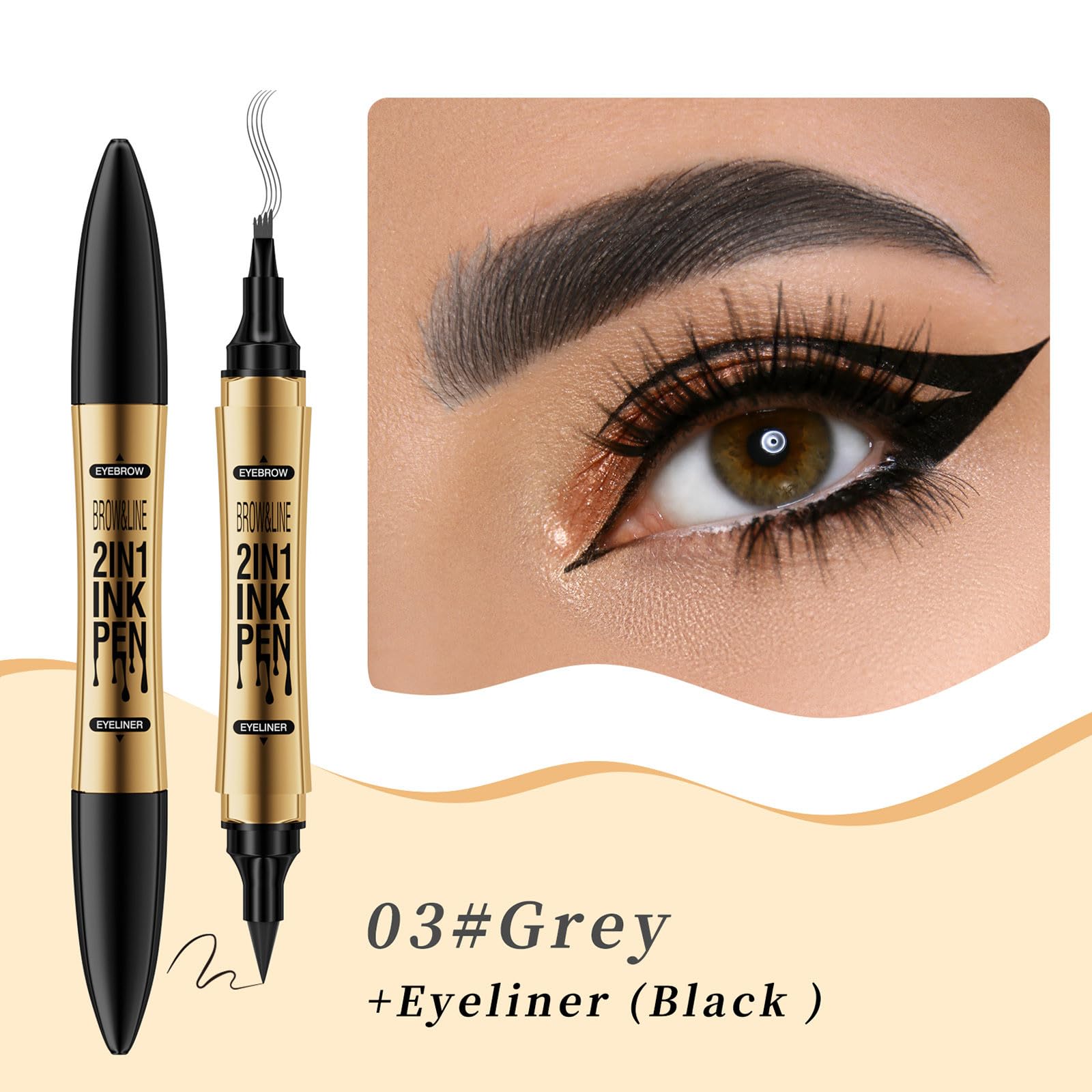 Олівець Augenbrauenstift 2-в-1 2024 Upgrade 3D-Microblading 4 Гілки з стрижнем EYE LINER сірий Один розмір, фото №3