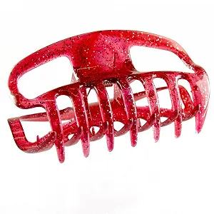 Заколка для волос открытая большая 10 см розовая с серебряными блестками Welovebeads - Фото 1