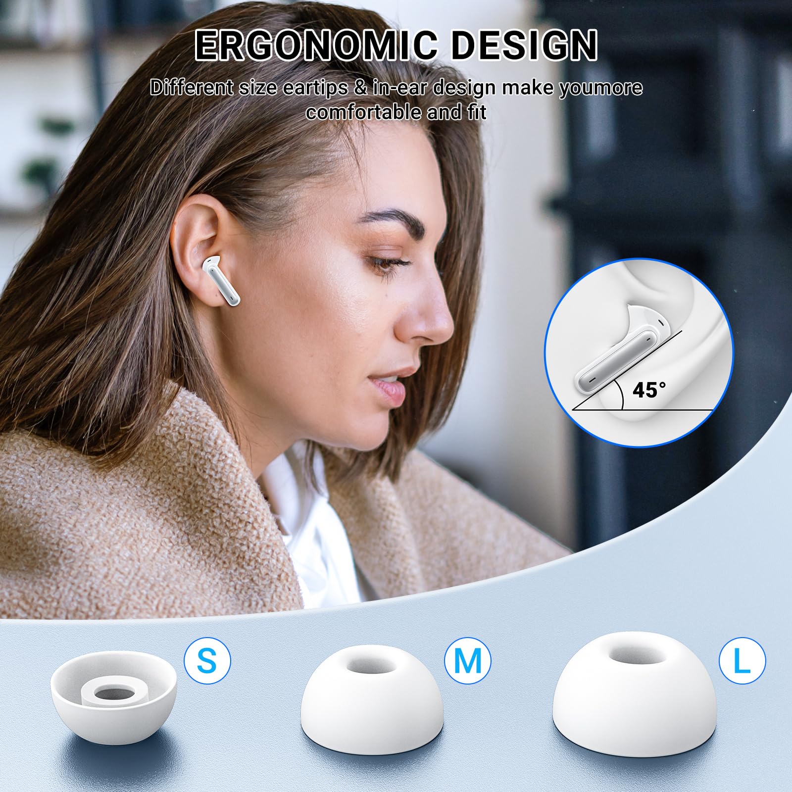 Навушники Bluetooth AOVOCE 5.3 Внутрішньовушні Спортивні 42 години Чорний, фото №7